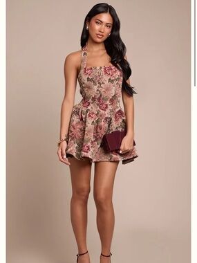 TAPESTRY HATERNECK SHIFT DRESS